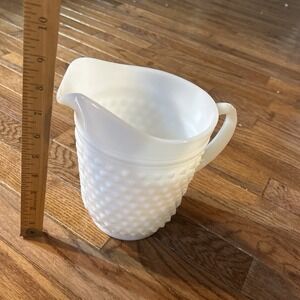 Beautiful 2qt Hobnail Pitcher White Milk Glass Mid Century.